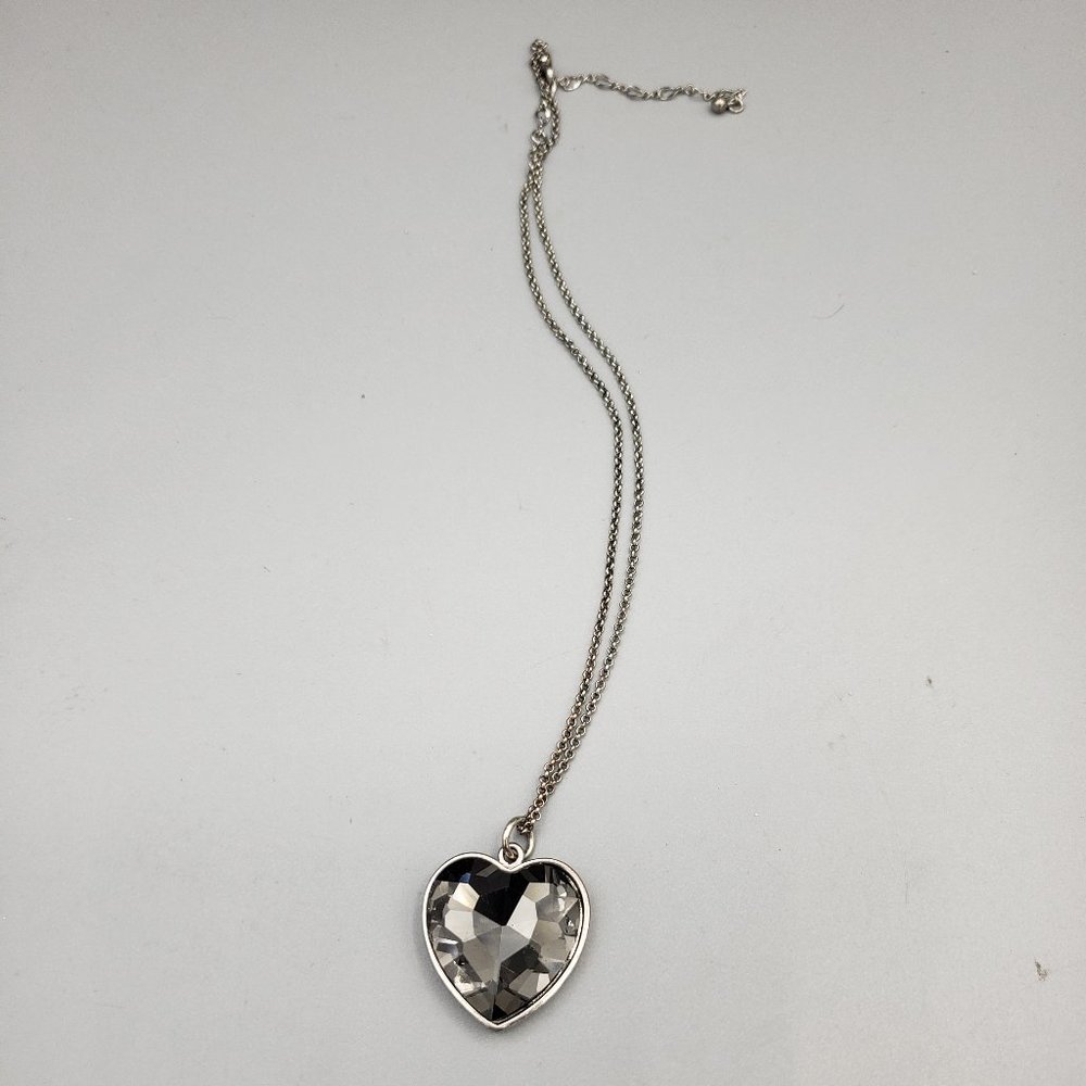 Heart Necklace Smoke Gray Iridescent Necklace